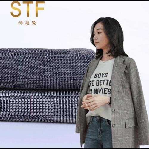 19 Autumn and Winter New Worsted Wool Plaid Wool European and American Fashion Casual Men and Women Suit Fabric Spot Supply