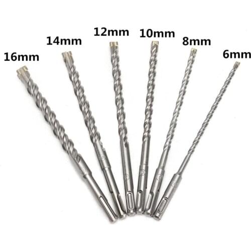 210mm 6/8/10/12/14mm SDS Plus Crosshead Twin spiral Hammer Drill Bits Twist Wood Drilling