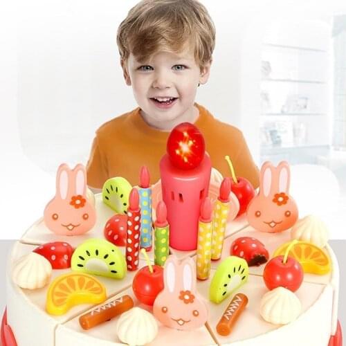 38-83PCS Kitchen Toys Cake Food DIY Pretend Play Fruit Cutting Birthday Toys for Children Plastic Educational Baby kids Gift GYH
