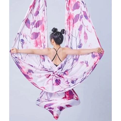 5 meters 2021 Elastic Aerial Yoga Hammock Flying swing Latest Multifunction Anti-gravity Yoga belts for yoga training Yoga belt