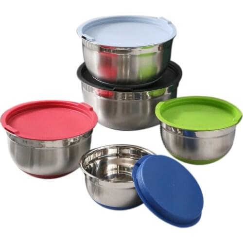 5Pcs/Set Stainless Steel Bowls Set Home Kitchen Baking Mixing Basin Soup Bowl Fruit Storage Salad Bowl