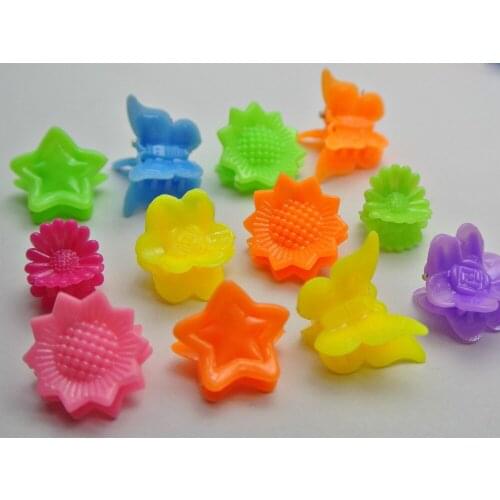 50 Assorted Plastic Flower Butterfly Mini Hair Claw Clips Clamp for Kids