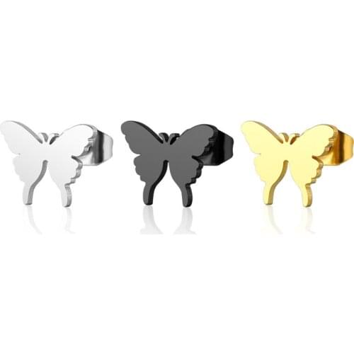 AsJerlya New Style Delicacy Titanium Steel Stainless Steel Butterfly Ear Stud Fashion Small Ear Stud Womens Accessories