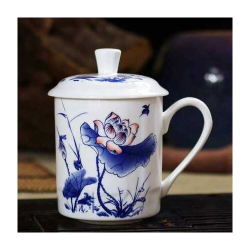 Large Capacity Jingdezhen China Ceramic Water Cup 500ml Office Business Bone China Tea Cup With Cover Gift Package Free Shipping