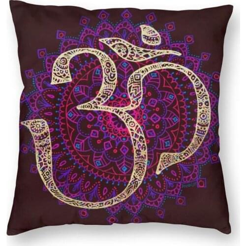 Om Pattern Cushion Cover 45x45cm Home Decorative Print Yoga Meditation Mandala Throw Pillow for Car Double Side