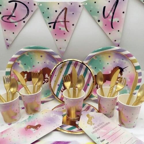 Unicorn Party Rainbow Theme Disposable Birthday Party Decorations Kids Wedding Decoration Baby Shower Supplies