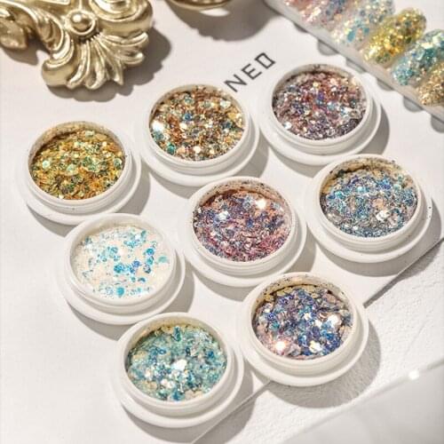 Holographic Acrylic Nail Art Glitter Flakes Sequins Set DIY Gel Paillette Manicure Decorations
