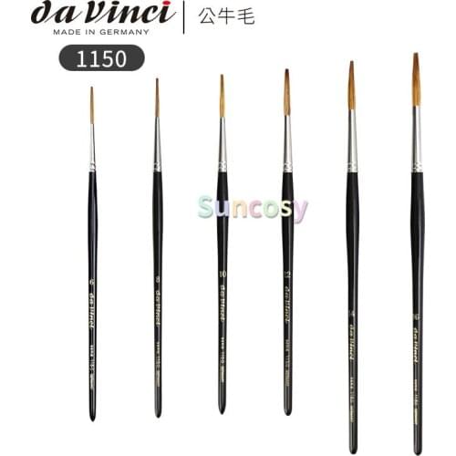 Da Vinci Graphic Design Series 1150 Lettering Brush, Watercolor Brush, Medium Length Straight Edge Sabeline with Black Handle