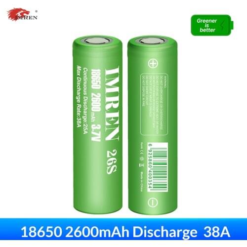 IMREN New Original 18650 Battery 3.7v 2600mAh Discharge 25A Rechargeable Li-ion Battery for Flashlights Headlamps Toys