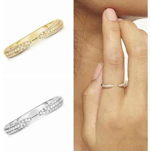 24k Gold-Plated/Silver Korean INS Exquisite Wedding Rings For Girls Women Bling White Crystal Adjustable Rings Fine Jewelry