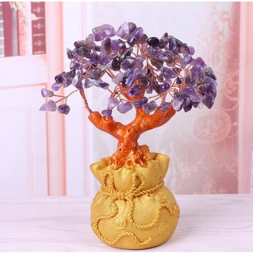 Stones and crystals citrine quartz crystal gem money tree for holiday gift money wealth bay
