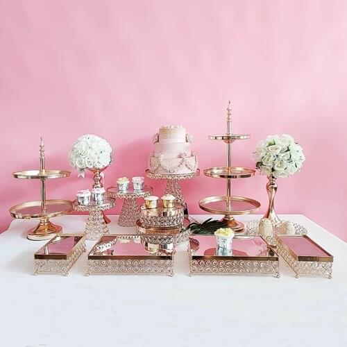 3pcs-15pcs Multi-scene suitable for metal cake topper rack tea break fruit plate seat dessert display stand