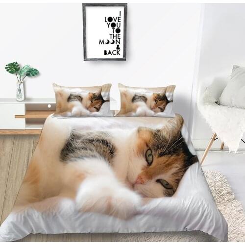 King Size Bedding Set Cat Cute Creative 3D Soft Elegant Pet Duvet Cover Queen Twin Full Single Double Unique Design Bed Set