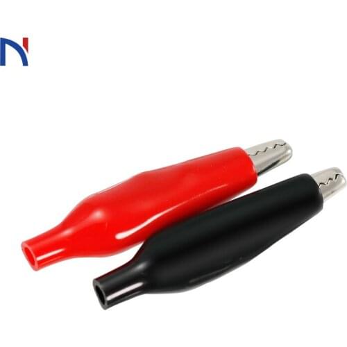 20PCS 28mm Metal Alligator Clips G98 Insulation Crocodile Clip Electrical Clamp Test Probe Meter Black Red with Plastic Boot Car