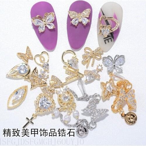 1Pc Fashion Tassel Nail Art Charms Butterfly Crystal Metal 3D Pendant Luxury Strass Jewelry For Nail Art Large Gem Rhinestones
