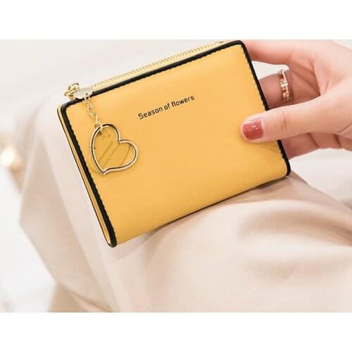 New Women Wallets Zipper Love Pendant Pu Leather Coin Purse Mini Key Chain Small Wallet Multi-card Bit Card Holder Card Holder