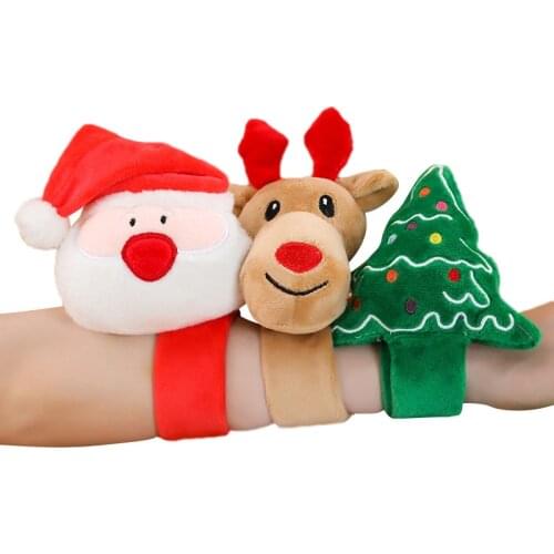 Plush Slap Bracelets Deer Christmas elk Wristband tree Hand Xmas Toy Santa Claus Slap bracelets Skyo Christmas sock Gift