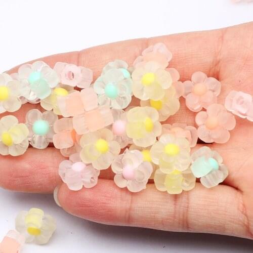 13x6mm20/40/60pcs Transparent Flower Colorful Acrylic Beads Loose Spacer Beads For Jewelry Making DIY Necklace Bracelet Supplies