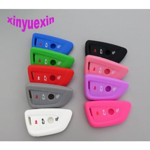 50 pcs Xinyuexin Silicone Car Key Cover Case For BM 2016 2017 X1 F48 X3 X4 X5 X6 Smart Remote Key Jacket 4 Buttons Car-stying