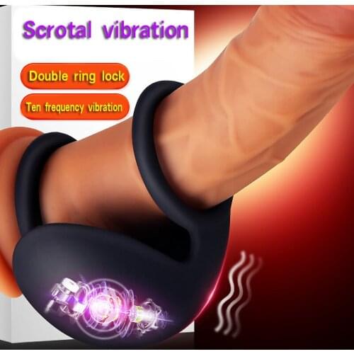 Male Vibrating Penis Testicle Bondage Vibrator Ring For Men Scrotum Stimulator Vibrating Ring Scratal Masturbator Adult Sex Toys