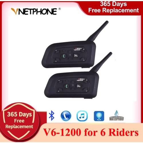 Vnetphone V6 Intercom BT Helmet Interphone 1200M Motorcycle Bluetooth Helmet Intercom intercomunicador moto interfones headset