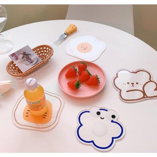 W&G Kawaii Coaster Acrylic Tableware Mat Nail Art Resin Palette Flower Paw Display Mat Nail Art Palette Jewelry Display Props