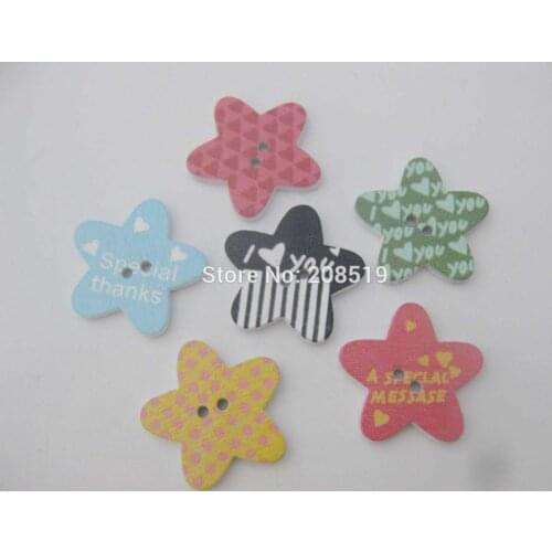 WBNLGL 23MM star shape fashion buttons for Love handwork decoration mix 200pcs DIY sewing supplies