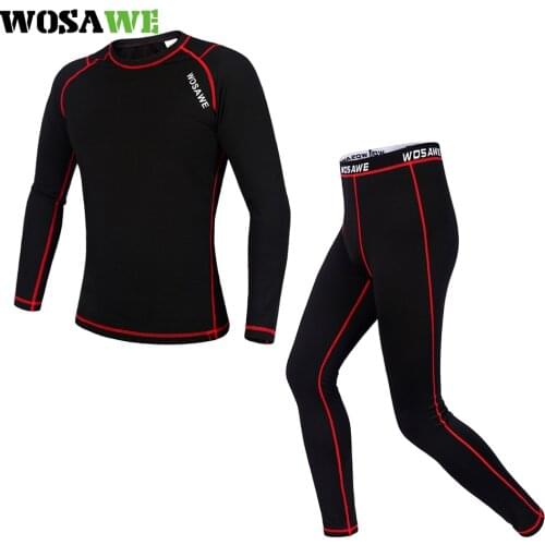WOSAWE Running Fleece Thermal Underwear Winter Long Johns Tops Fitness Gym Shirts for Jogging Cycling Sports Base Layer