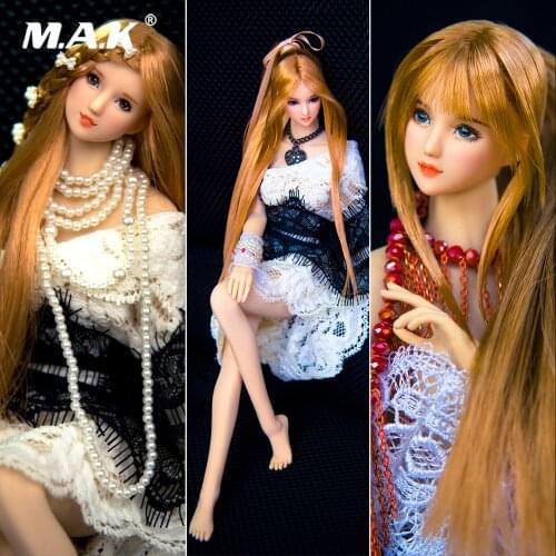 1/6 Beautiful Female Head Sculpt OB027 Girl Headplay Figure Pink Athena Qi Liuhai Carved Model Pale/Suntan Colors for 12" Action