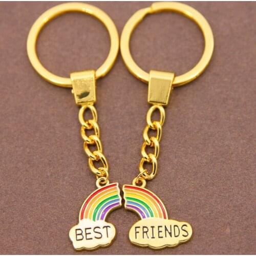 2pcs 1 set Rainbow Enamel Charms Pendant For Women Jewelry Keychain Bag Hanging Decor Accessories Gift for best friend