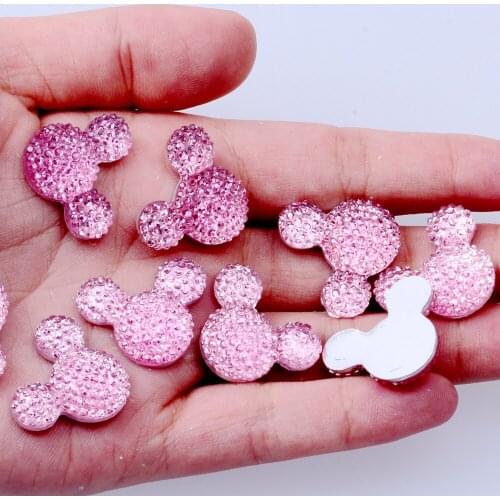 200pcs/Bag 20x23mm Many Colors Mickey Head Flatback Resin Rhinestone Glue On DIY Nail Art Jewelry Garments Backpack Decorations