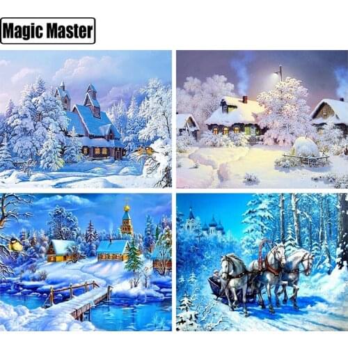 Diamond Mosaic Sale Landscape Pictures Of Rhinestones Diamond Embroidery Snow Winter Diamond Painting Cross Stitch Gift