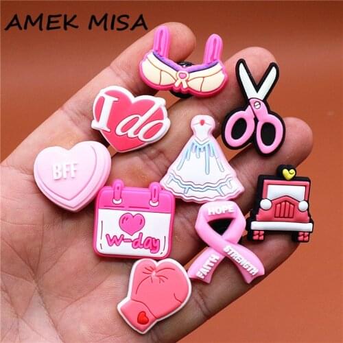 Freeshipping 1pcs Pink Style Shoe Charms Dress Scissors Bra Car Glove Shoes Accessories Decoration Fit Croc Jibz Kids Gifts U242