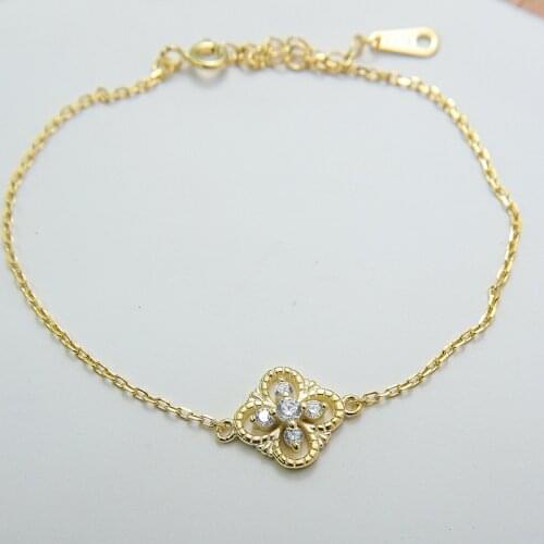 925 sterling silver bracelet women hot selling all-match lucky four-leaf clover bracelet clavicle chain hand accessorie jewelry