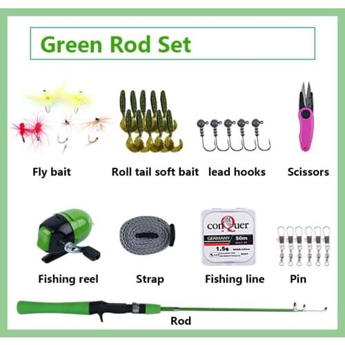 Children/Women lure rod 1.2 meters Mini lure fishing rod set cute rod with fishing reel line Beginner fishing set EVA handle