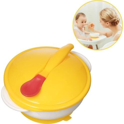 Baby Tableware Dinnerware Suction Bowl with Temperature Sensing Spoon baby food Baby dinner Feeding Bowls dishes