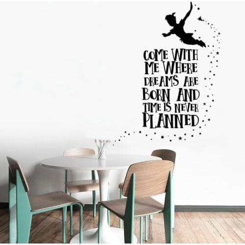 Boys Kids Children Bedroom Decoration Vinyl Art Design Poster Mural Inspired by Peter Pan quotes Home Decor Art Decals LY1635