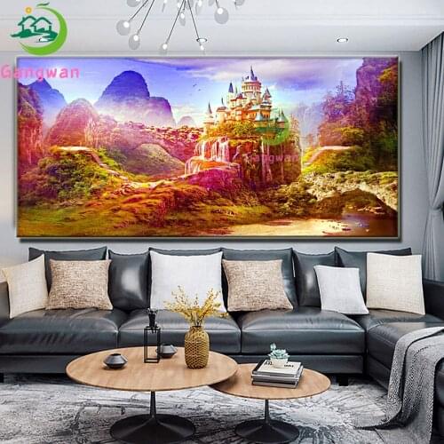 Fantasy Castle DIY 5D diamond painting fairyland landscape cross stitch kit mosaic rhinestone embroidery decorative painting art