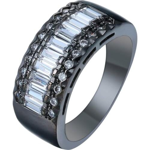 Hainon Vintage Black Gold Color Promise Rings New Love of BeautyJewelry Gift Princess Cubic zircon Engagement Ring for women