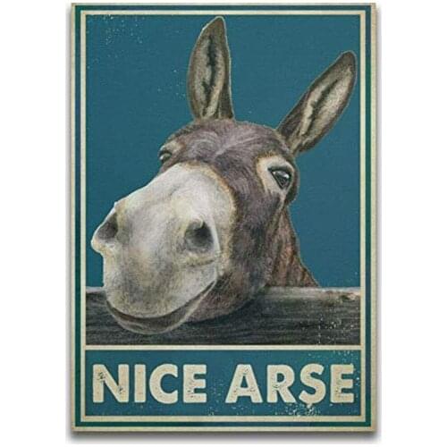Nice Arse Funny Donkey Toilet Bathroom Artwork Wall Home Decor Poster no Frame Vintage Style Tin Sign Metal Sign Metal Decor