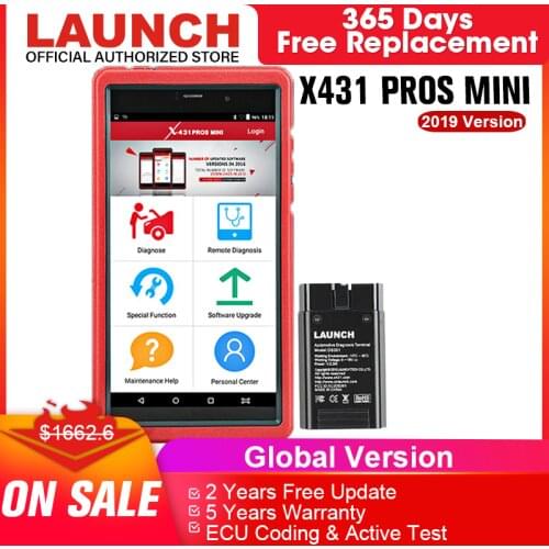 Launch X431 Pros Mini Auto Diagnostic Tool Full System X-431 Car Scanner ECU Coding Analyzer Professional 2 Years Free Update