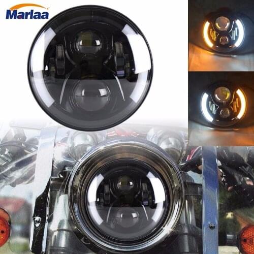 Marlaa 7inch Led Motorcycle Headlight with Left Right Turn Signal DRL Lights For Softail Dyna Sportster
