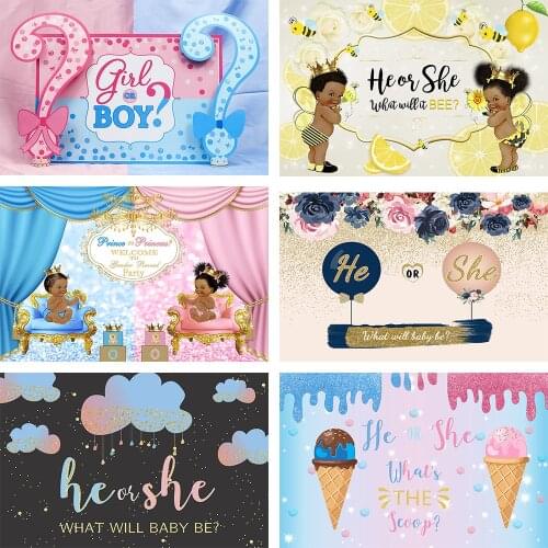 Mehofond Photography Background Boy or Girl Gender Reveal He or She Baby Shower Party Decor Banner Backdrop Photo Studio Props