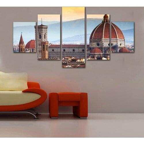 5 Panels Modular Canvas Picture Cathedral Santa Maria Del Fiore in Florence Wall Art Decoration Printed Poster with No Frame