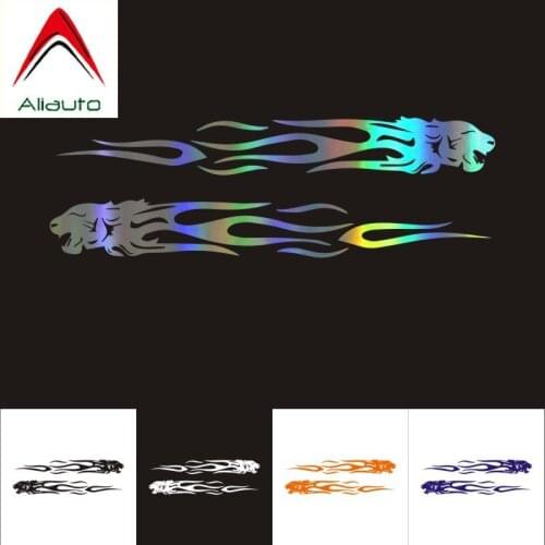 Aliauto Personality Car Stickers Tiger Flame Motorcycles 3D Reflective Sunscreen Anti-UV Reflective Decal Decoration,22cm*3cm