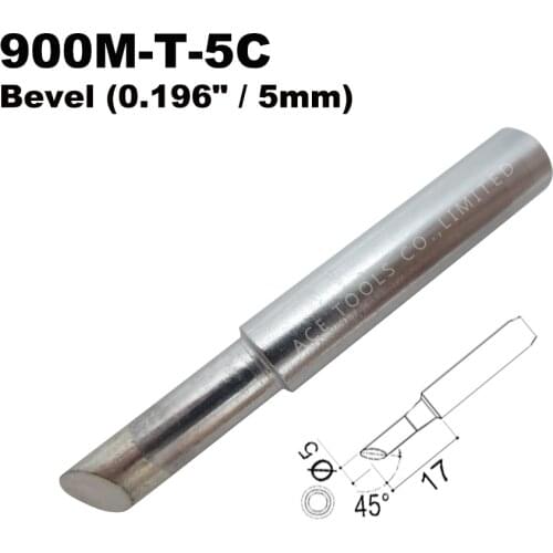 Soldering Tip 900M-T-5C Bevel 5mm for Hakko 936 907 Milwaukee M12SI-0 Radio Shack 64-053 Yihua 936 X-Tronics 3020 Iron Welding