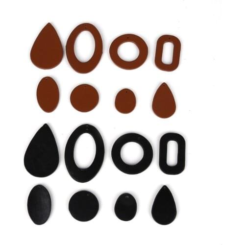 New Black/Brown Ring/Ellipse/Drop/Rectangle/Wafer PU Leather Charm Pendant for Earring Necklace Fashion Jewelry Findings Making