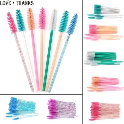 50pcs New Arrivals Eyelash Brushes Soft Head For Eyelashes Eyebrow Applicator Mascara Wand Microbrush brushes Makeup Brushes