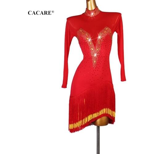 2020 Fringe Latin Dance Dress Women Latina Salsa Latin Dance Competition Dresses CHEAP Customize D0167 Tassels Hem Rhinestones