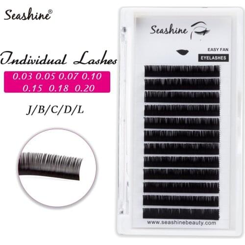 Seashine Eyelashes Extension Individual Lashes 12 Lines/Tray J/B/C/D/L Russia Volume Lashes Extension Supplies Natural Long OEM
